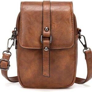 Vintage Crossbody Phone Bag for Women, Small Leather Shoulder Purse and Handbag